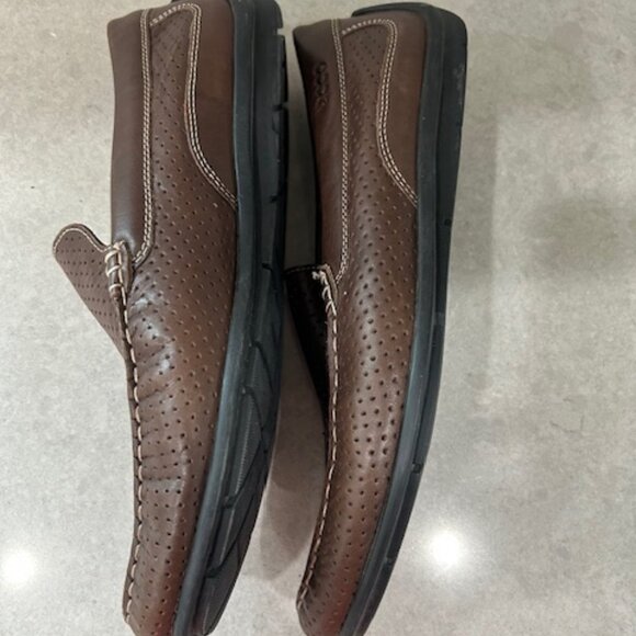 Ecco Men\'s Brown Genuine Leather Perforated Loafers Sz 11 Excellent main image 8